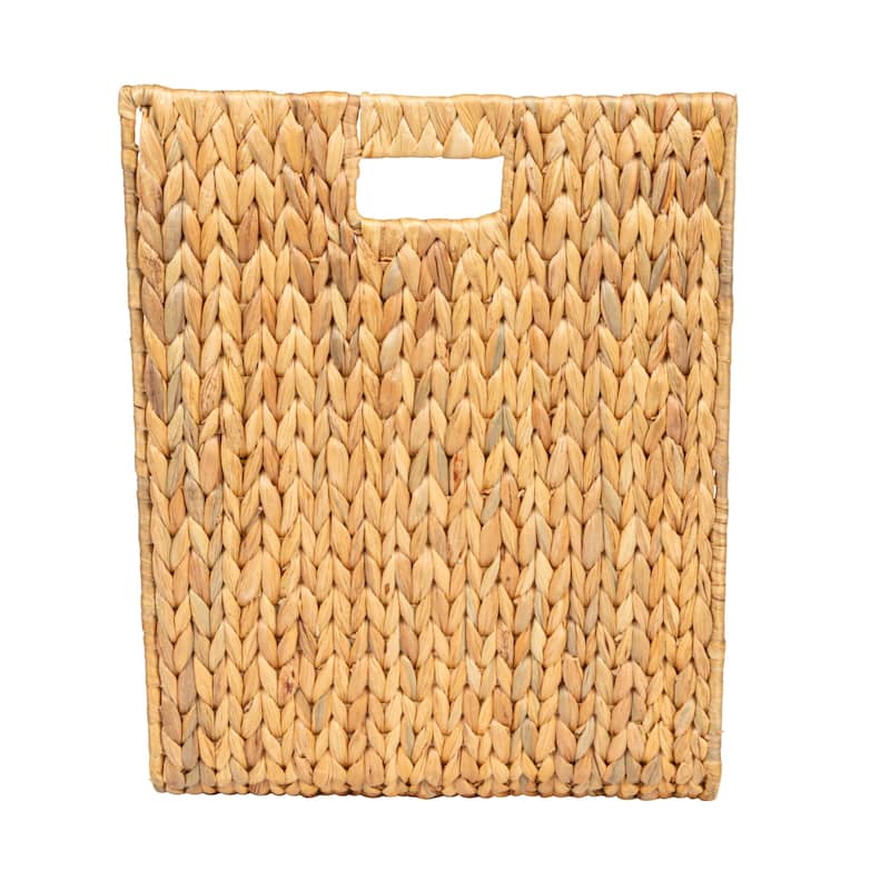 Hand-Woven Water Hyacinth and Metal Magazine Holder - 19.7"L x 13.4"W x 16.5"H