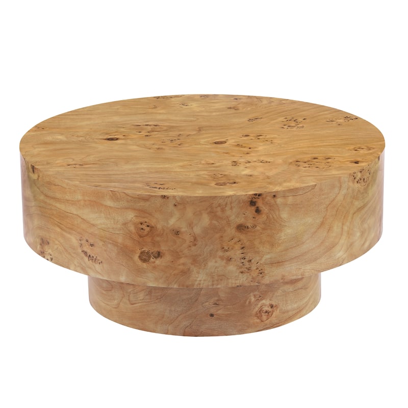 Christopher Knight Home - Orval Modern 31.5" Round Coffee Table with Thick Top & Drum Pedestal Base, Versatile for Living Areas