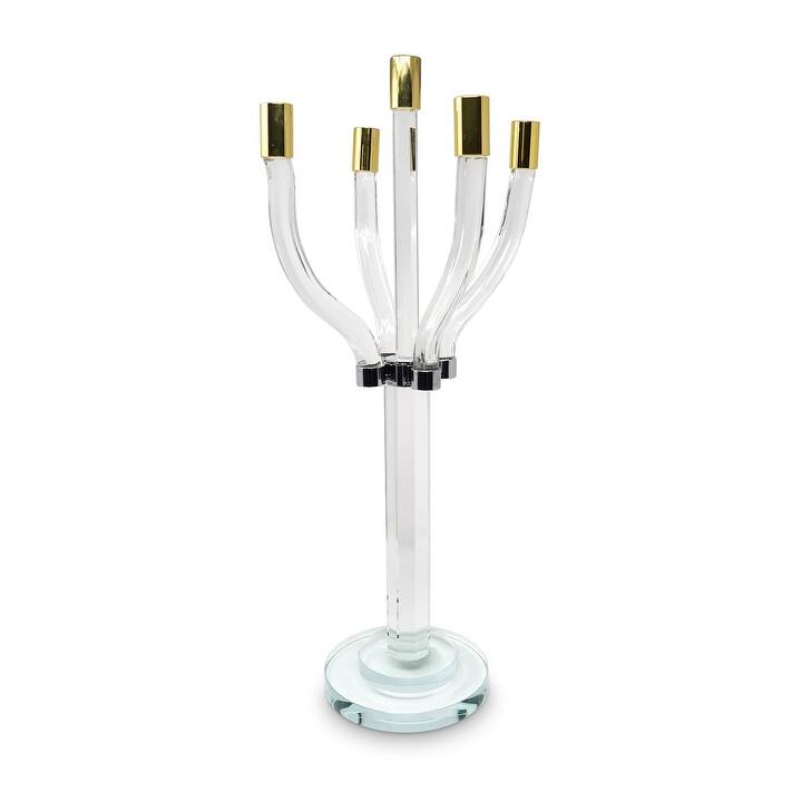 Candelabra with Silver/Gold Tip (2 Sizes) - 5 Light - Clear/Gold