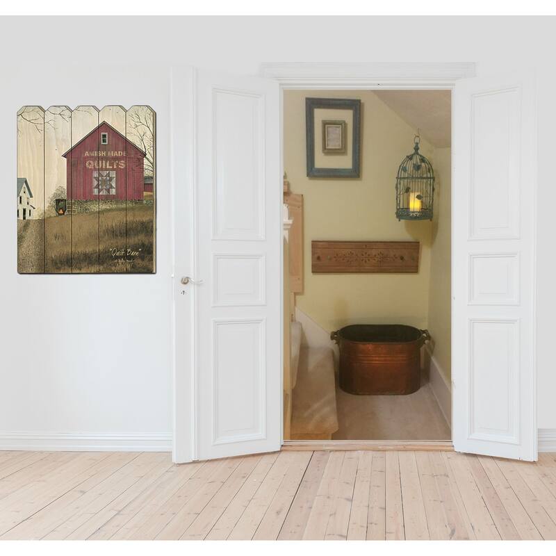 TrendyDecor4U Farmhouse "Quilt Barn" Printed Wall Art on a Wood Fence by Billy Jacobs