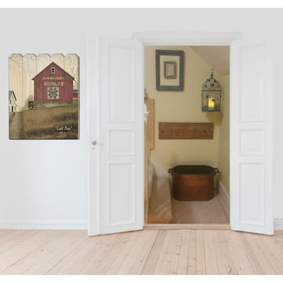 TrendyDecor4U Farmhouse "Quilt Barn" Printed Wall Art on a Wood Fence by Billy Jacobs