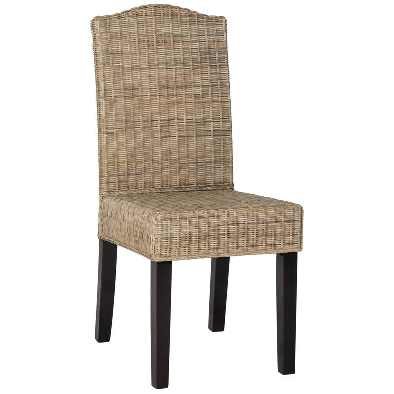 SAFAVIEH Margreet Grey Wicker Dining Chair (Set of 2) - 17.3" x 22" x 38.5" - 17"Wx22"Dx39"H