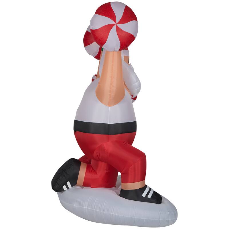 Gemmy Christmas Inflatable Santa and Mrs. Claus Workout Scene, 6.5 ft Tall