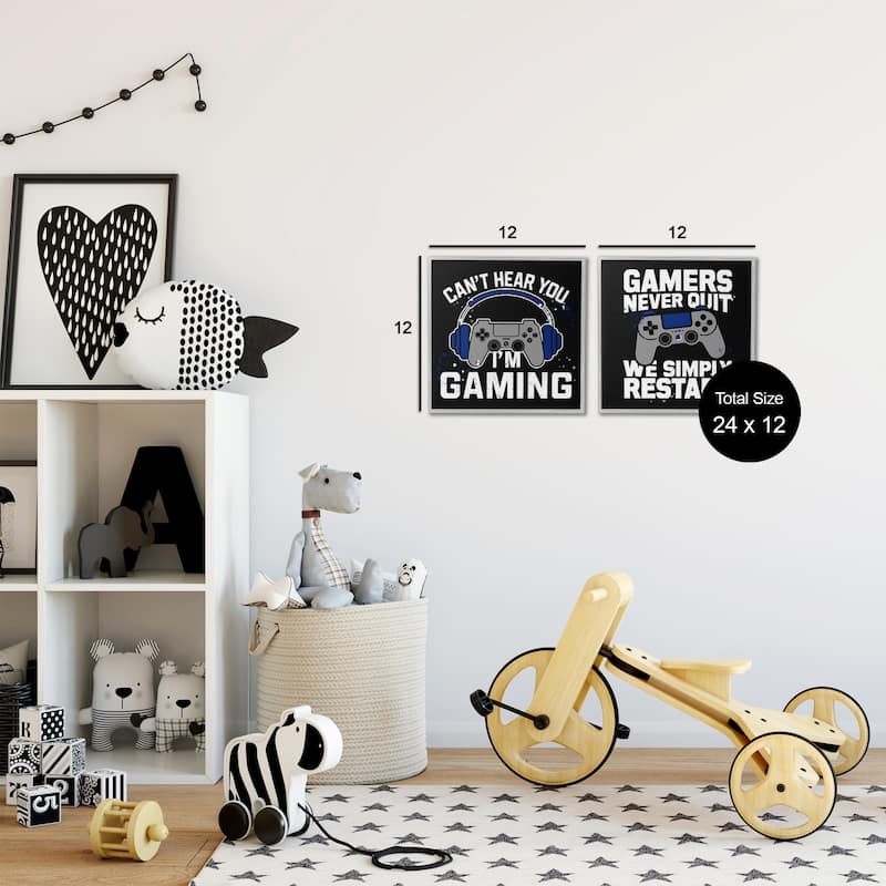 Stupell Hardcore Gamer Expressions Framed Giclee Art Design By Kim Allen (Set of 2)