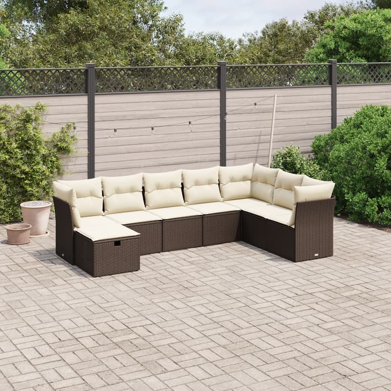 vidaXL Garden Sofa Set - Brown and cream Large 24.4 x 24.4 x 27.2