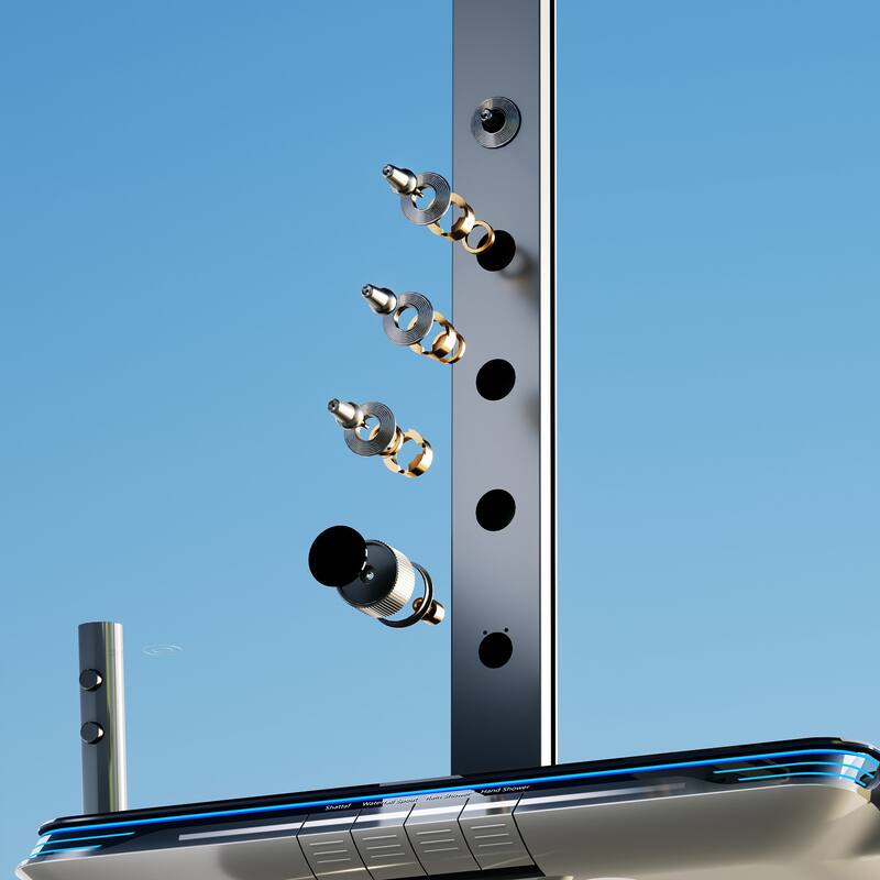 Exposed Tub and Shower Faucet with Hand Shower Brass Thermostatic Brass Wall Mount Complete Shower System with Waist Massage