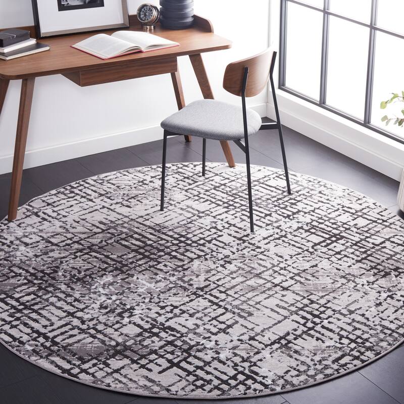 SAFAVIEH Amelia Jene Modern Rug - 6'7" Round - Grey/Charcoal