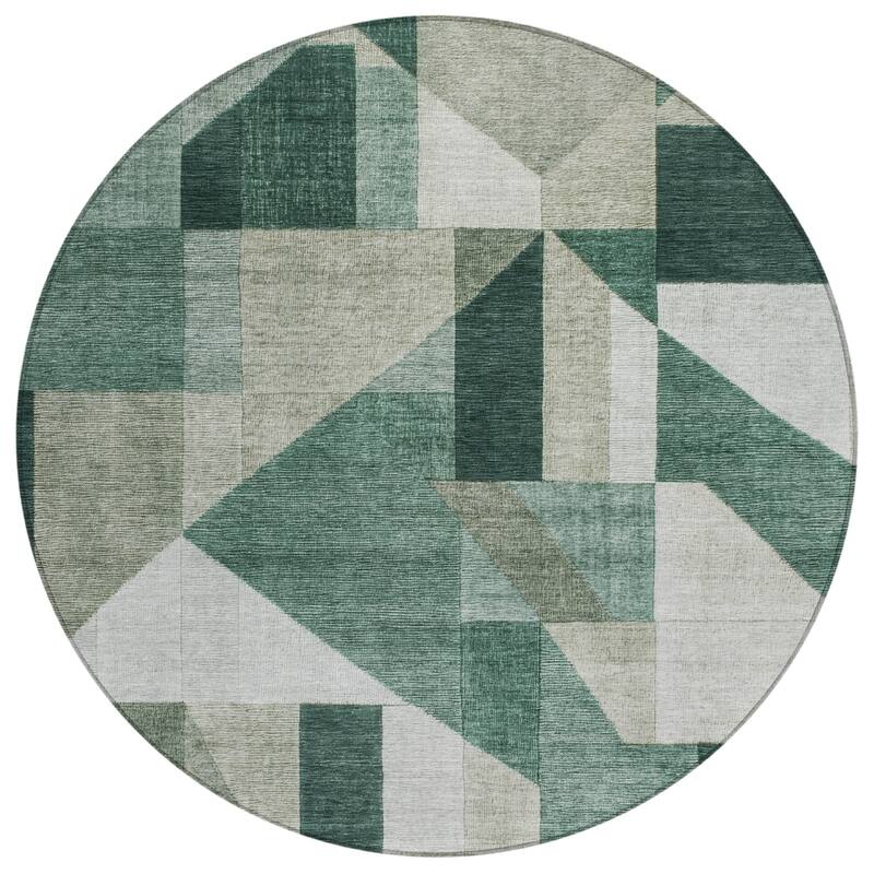 Machine Washable Indoor/ Outdoor Modern Geo Chantille Rug