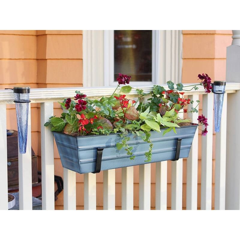 Achla Designs Small Galvanized Steel Flower Box Planter, 22 Inch Wide