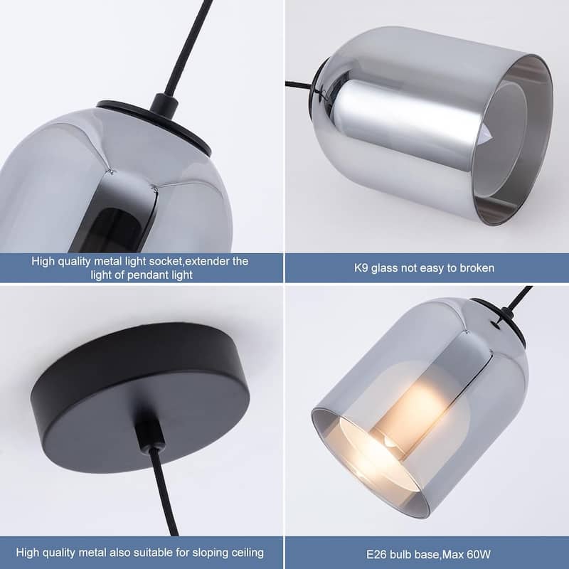 Double-layer pendant light black bedrooms light glass kitchen light