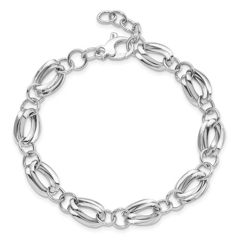 Curata 9.25mm 14k White Gold Polished Fancy Link Bracelet 8 Inch