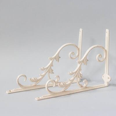 Set of 2 White Cast Iron Decorative Bracket