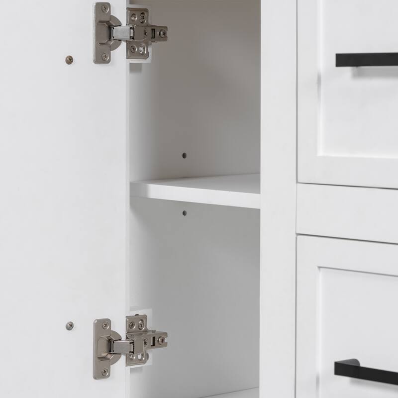 Bathroom Vanity Freestanding Cabinet with Resin Integrated Sink, 4 Drawers, 2 Cabinets, Solid Wood Frame and Adjustable Shelves