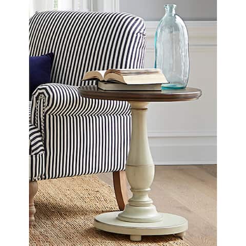 Wood Round Pedestal End Table