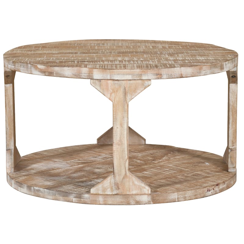 Rustic Modern Solid Wood Coffee Table in Distressed Natural