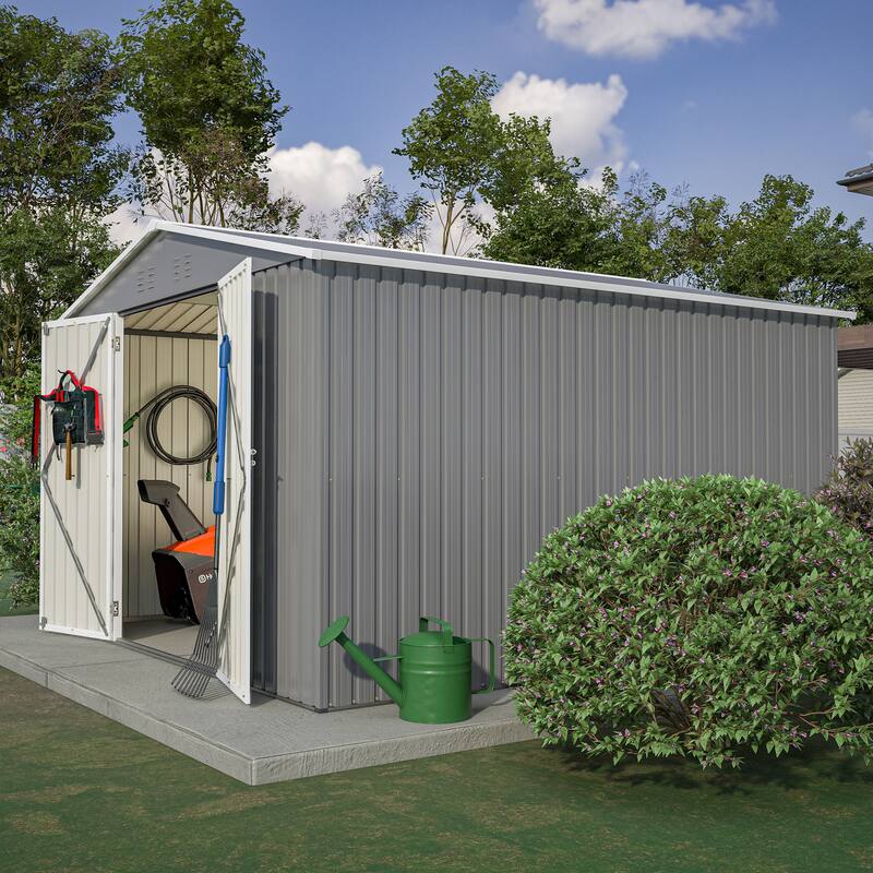 Large Outdoor Metal Storage Shed Garden Shed Tool Shed with Lockable Double Doors & Weather-Resistant, Air Vents