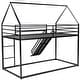 preview thumbnail 11 of 26, Modern Black Twin Over Twin House Bunk Bed With Convertible Ladder and Slide