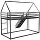 preview thumbnail 11 of 13, Twin over Twin House Bunk Kids Bed with Slide & Ladder, Whimsical Playhouse Design, Sturdy Metal Frame, Easy Assembly, Black