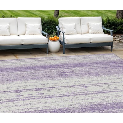 HomeRoots Striped Transitional Rectangle Outdoor Rug