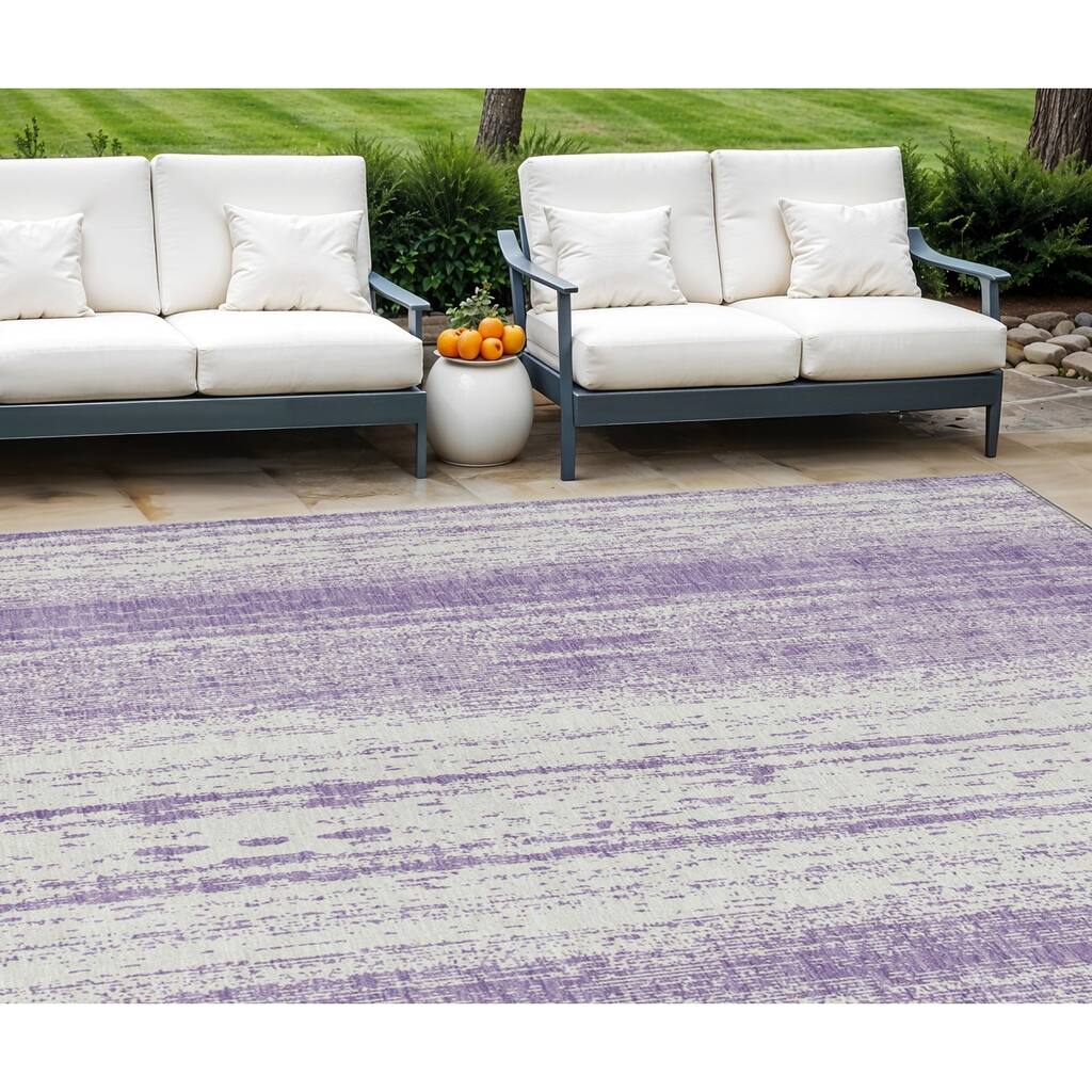 HomeRoots Striped Transitional Rectangle Outdoor Rug