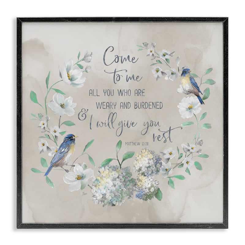 Stupell Comforting Proverb & Wreath Framed Giclee Art Design By Nan - 17 x 17 - Black