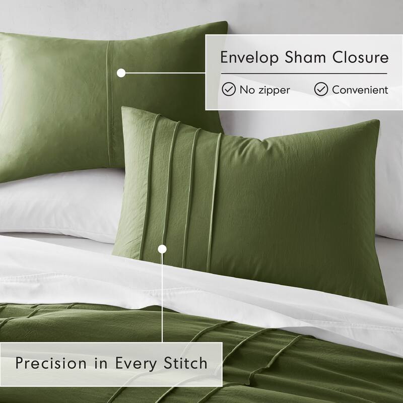 Chelsea Square Evans Pinch Pleated Soft Washed Boho Comforter Set