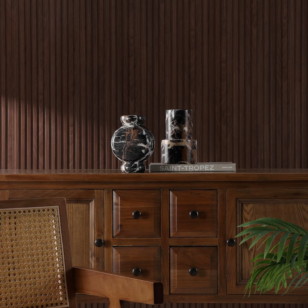 SAFAVIEH Home Reign 7-inch Black/White/Rust Marble Vase Set of 2