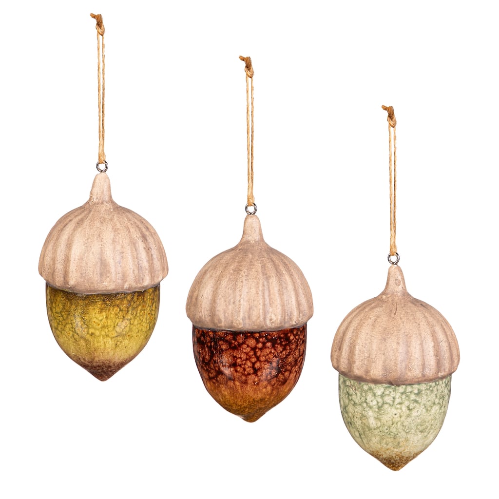 3.75" Ceramic Hanging Decor Set, Acorn