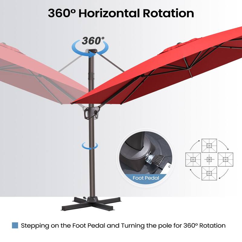 Crestlive Products Outdoor 10ft Patio Cantilever Offset Umbrella with Base
