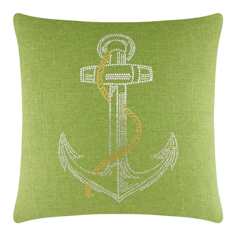 Sparkles Home Rhinestone Anchor Pillow - 16x16 - Lime