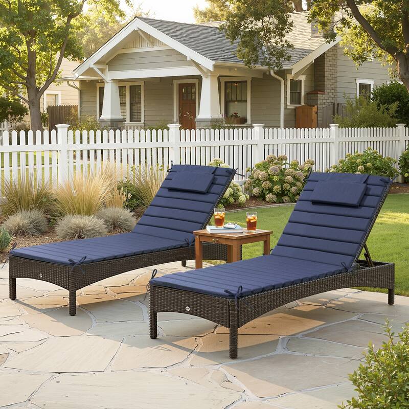 Pellebant Outdoor Chaise Lounge Cushions Patio Lounger Pad with Straps