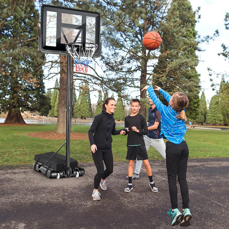 Gymax 6.5-10 FT Adjustable Portable Basketball Hoop w/ Bottom Anchor
