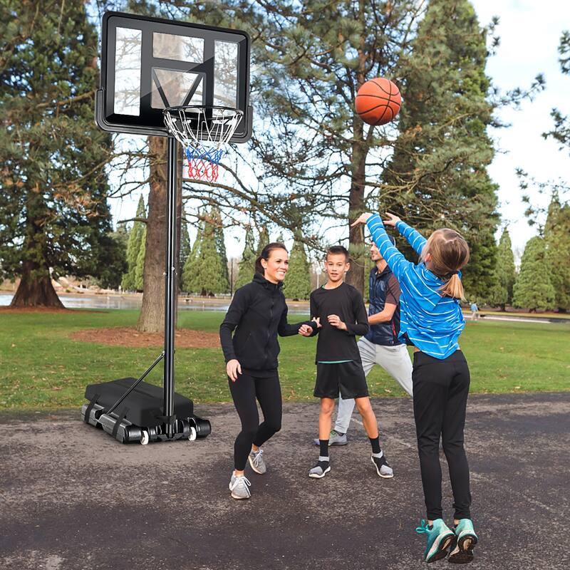 Gymax Height Adjustable Portable Basketball Hoop System Shatterproof