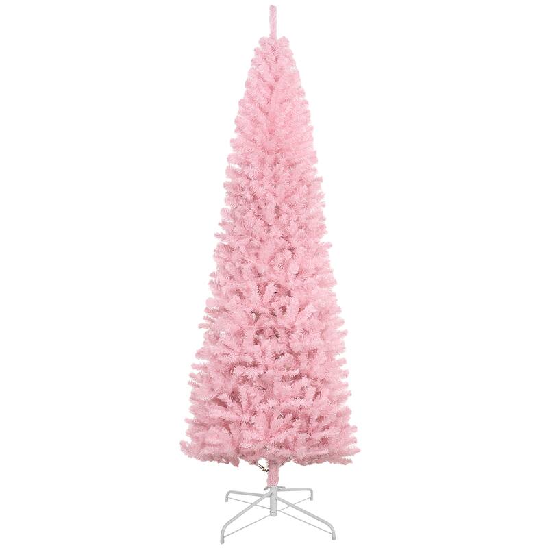 HOMCOM Unlit Slim Douglas Fir Tree - Realistic Branch Tips, Pink