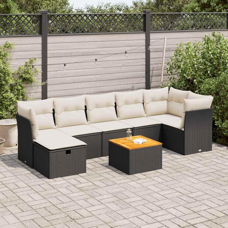 vidaXL Garden Sofa Set - Black and cream Large 21.7 x 21.7 x 14.6
