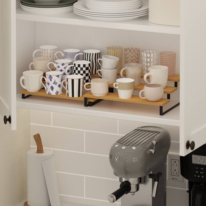 Furinno Ravel 3-Tier Multipurpose Expandable, Nestable Kitchen Counter Spice Rack Organizer, Set of 2