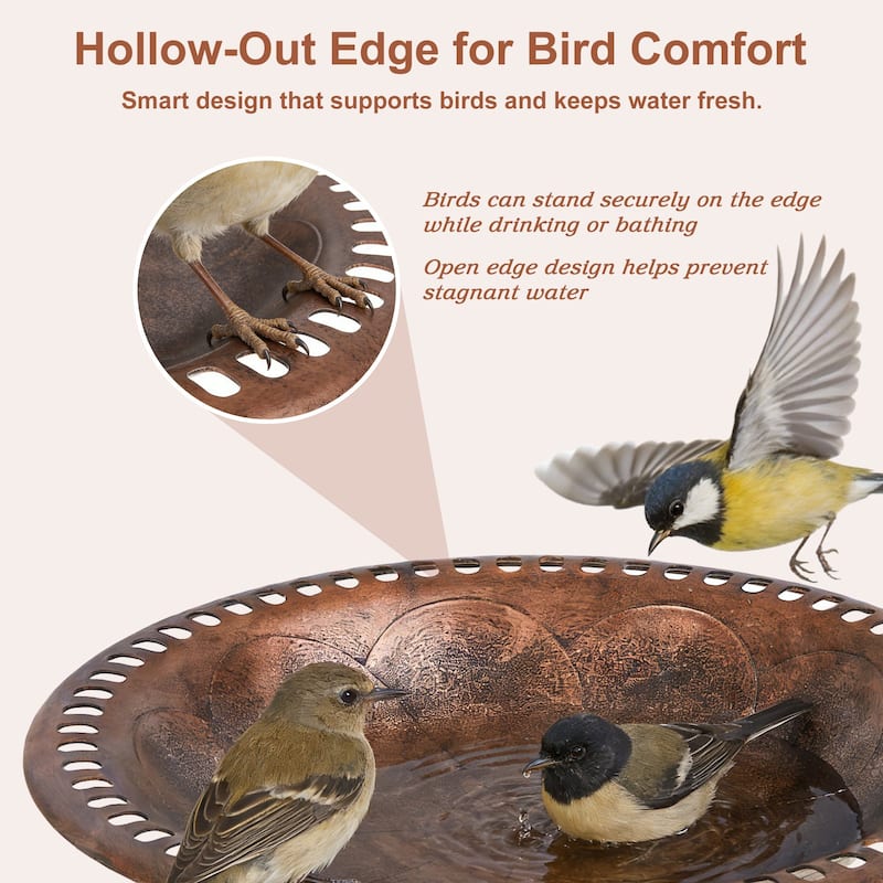 Javlergo 28" Pedestal Outdoor Bird Bath for Outside Vintage Bronze Polyresin Lightweight Antique