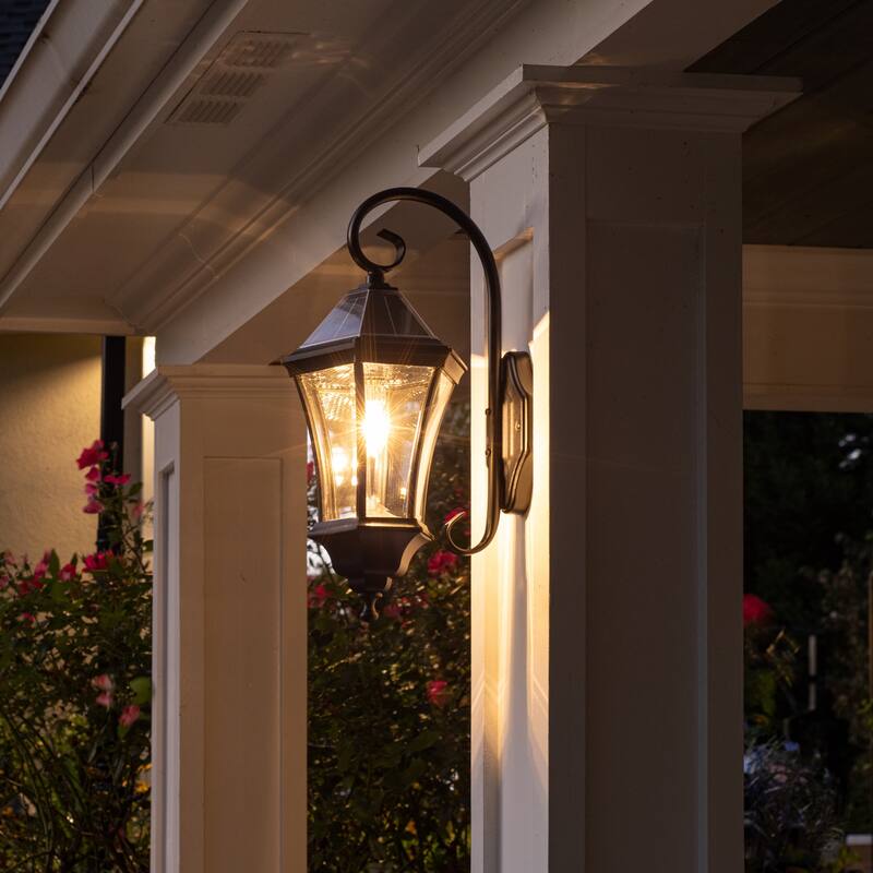 Victorian Black 150 LM Solar Wall Sconce Lantern with Morph Technology