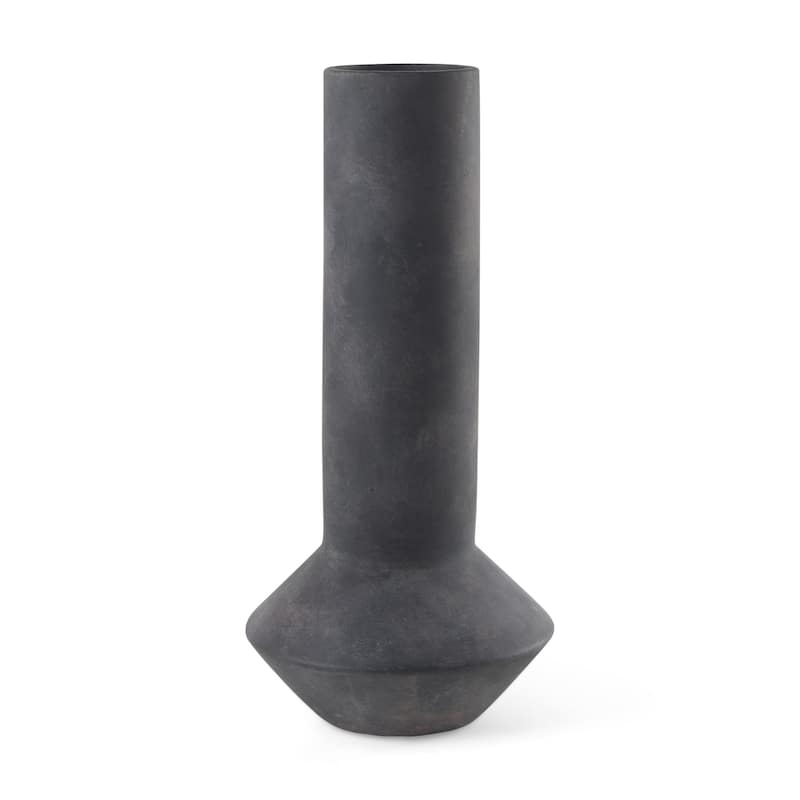 Esme Dark Gray Ceramic Vase - 7.1L x 7.4W x 15.0H - 7.1L x 7.4W x 15.0H - Dark Grey
