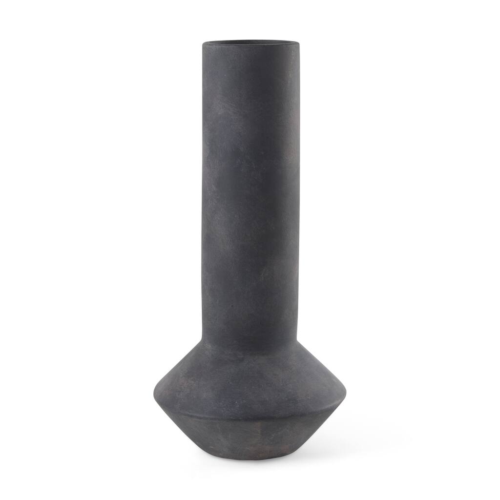 Esme Dark Gray Ceramic Vase - 7.1L x 7.4W x 15.0H