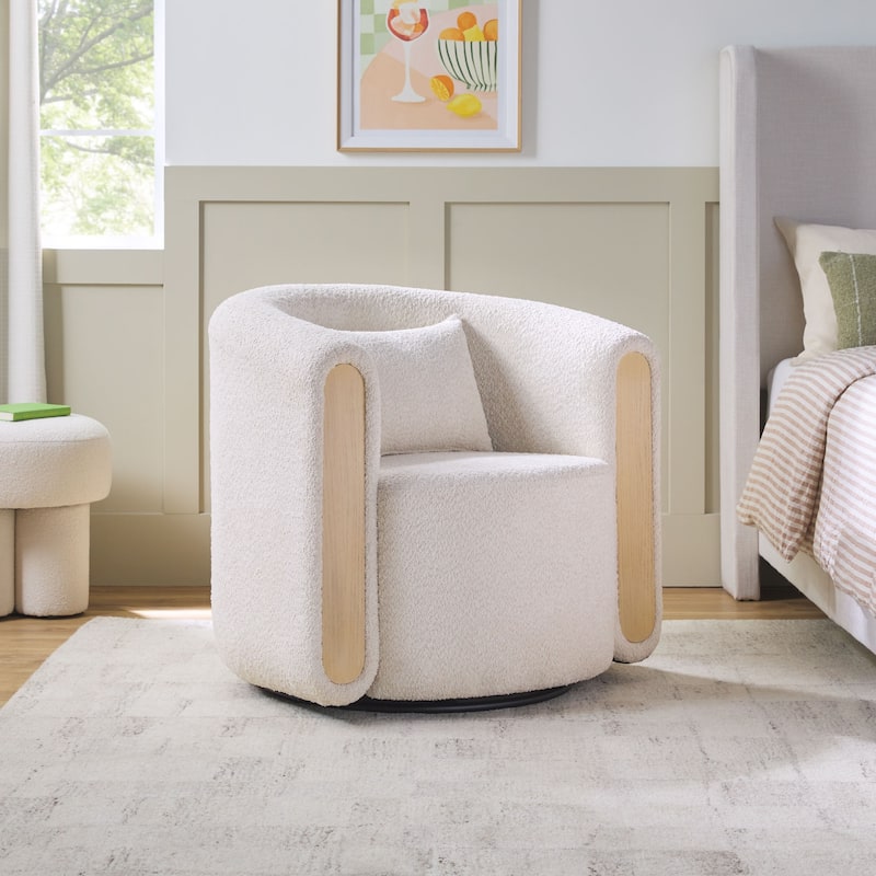 Modern Upholstered Swivel Barrel Accent Chair