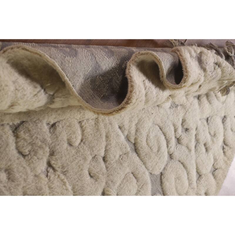 Beige Moroccan Style Area Rug Hand-Knotted Wool Carpet - 5'1"x 8'2"