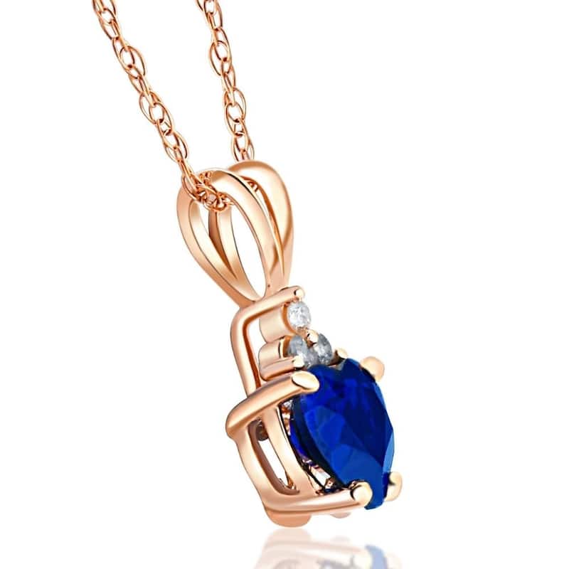 1/2ct Diamond & Blue Sapphire Heart Pendant Rose Gold
