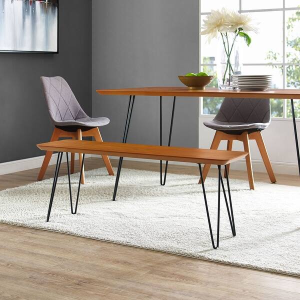 Shop We Furniture 48 Mid Century Metal Hairpin Leg Wood Dining