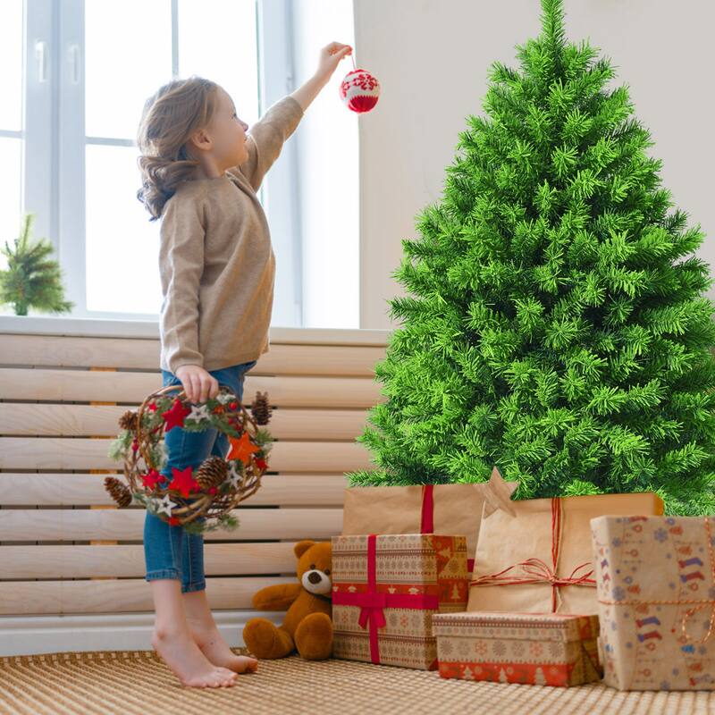 Gymax 4.5/6.5/7.5 FT Verdant Artificial Christmas Tree Hinged Green - See Details