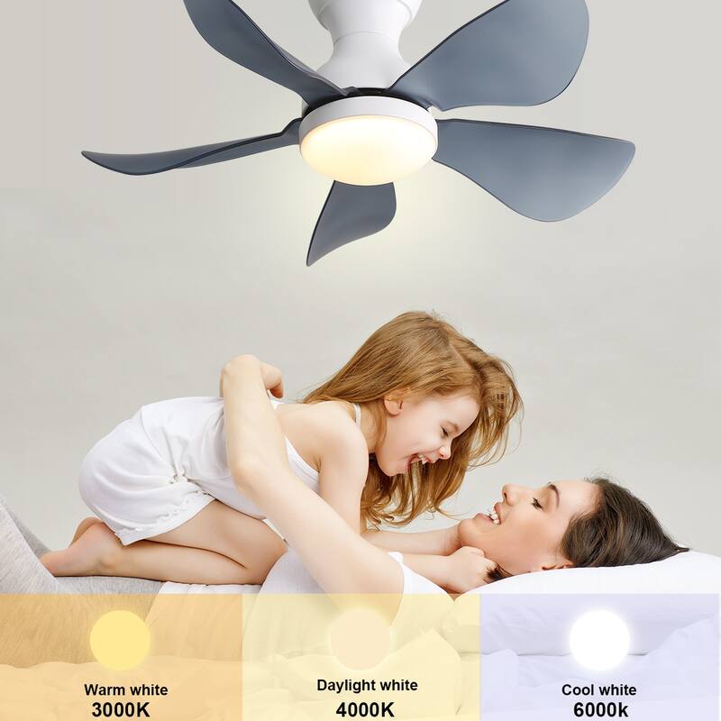 29 Inch Modern Ceiling Fans w/Lights and Remote Bedroom Flush Mount Ceiling Fan - 29 inch