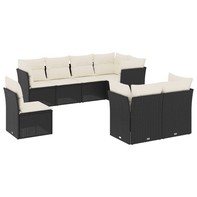 vidaXL Garden Sofa Set Black - 48.8 x 92.1 x 27.2