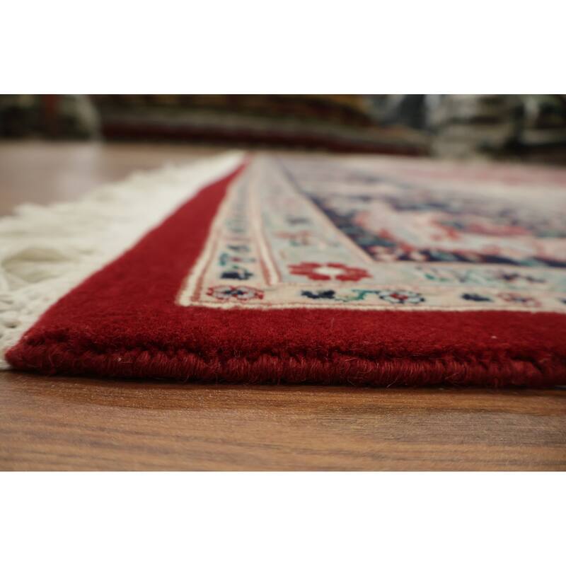 Hand Knotted Oriental 100% Wool Carpet Traditional Floral Red Tabriz Area Rug - 12' 3'' X 9' 1''