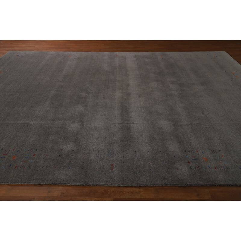 Handmade Gray Gabbeh Indian Area Rug 9x12 - 9' x 12'