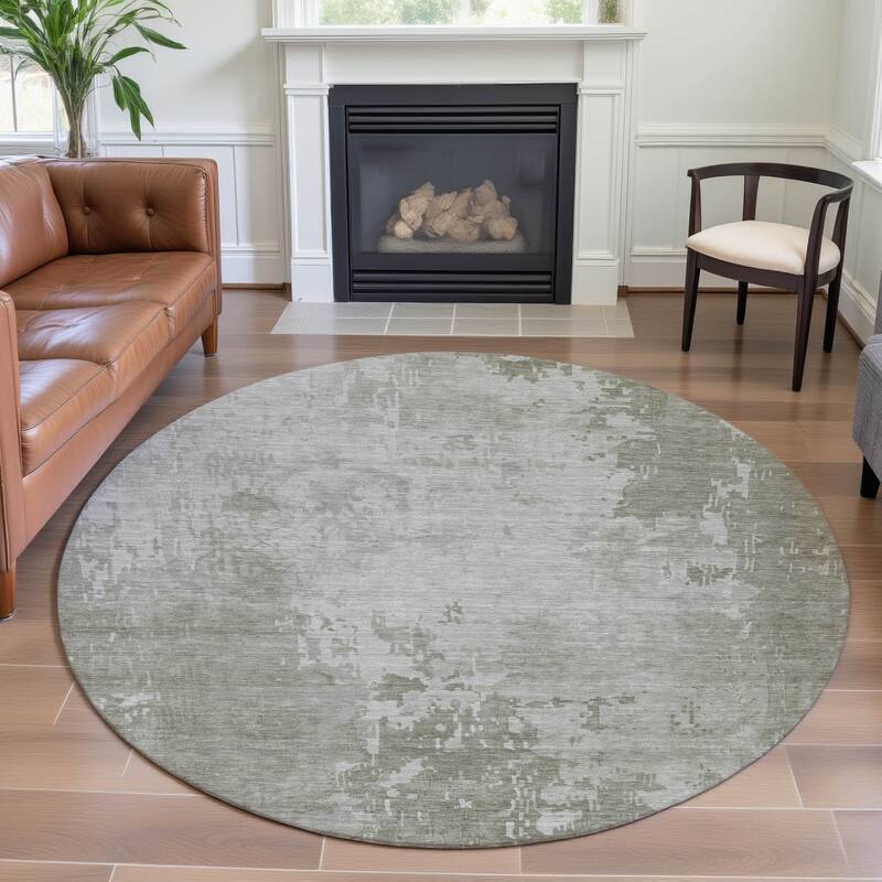 Premium Washable Super Soft Abstract Solid Mayfield Rug - Linen - 8' x 8'